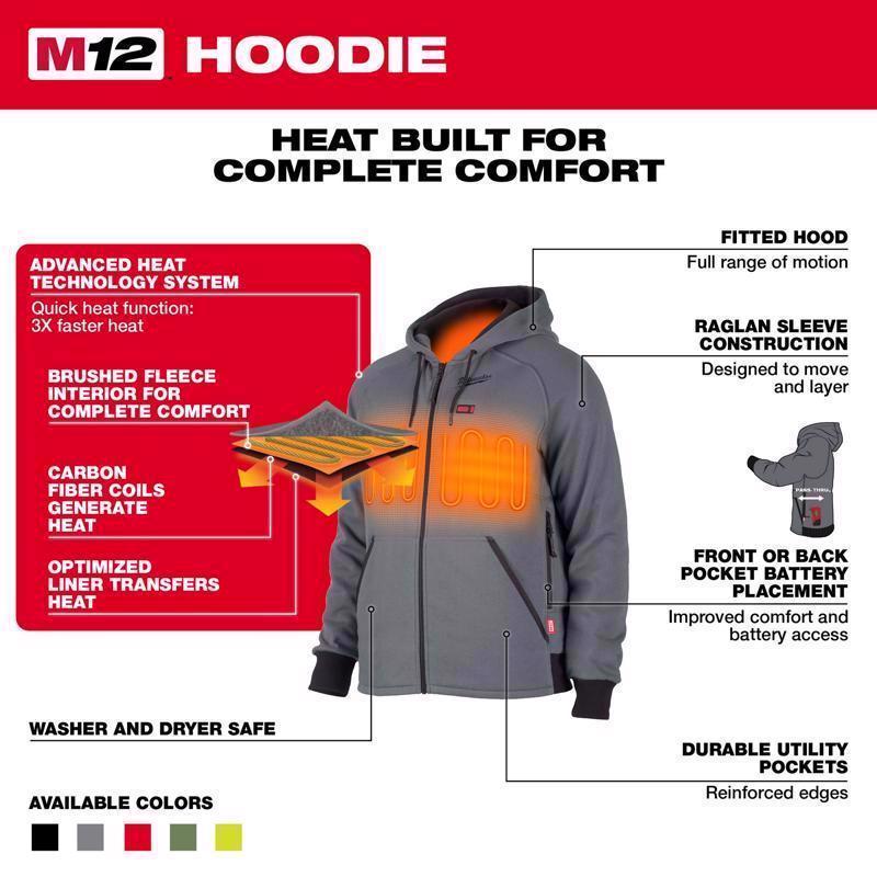 Milwaukee M12 XXXL Long Sleeve Men's Full-Zip Heated Hoodie Kit Black