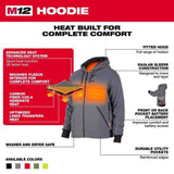 Milwaukee M12 XXXL Long Sleeve Men's Full-Zip Heated Hoodie Kit Black
