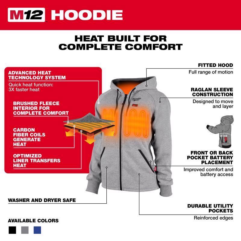 Milwaukee M12 XXL Long Sleeve Women's Heated Hoodie Kit Gray