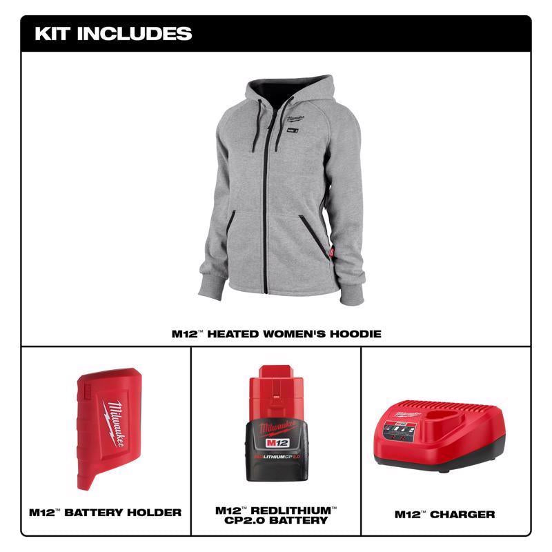Milwaukee M12 L Long Sleeve Women's Heated Hoodie Kit Gray