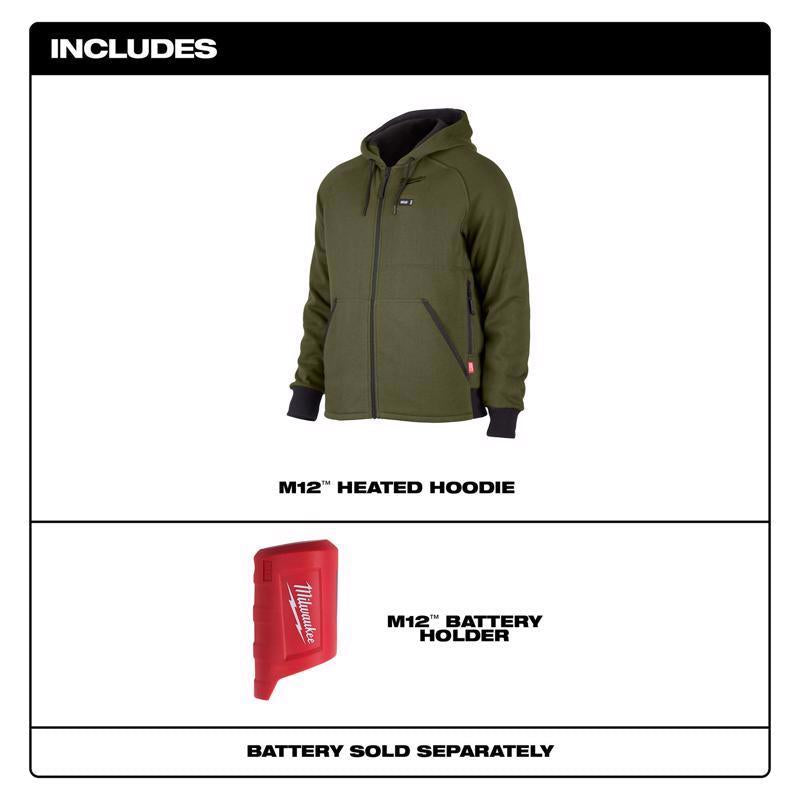 Milwaukee M12 M Long Sleeve Men's Full-Zip Heated Hoodie (Hoodie Only) Green