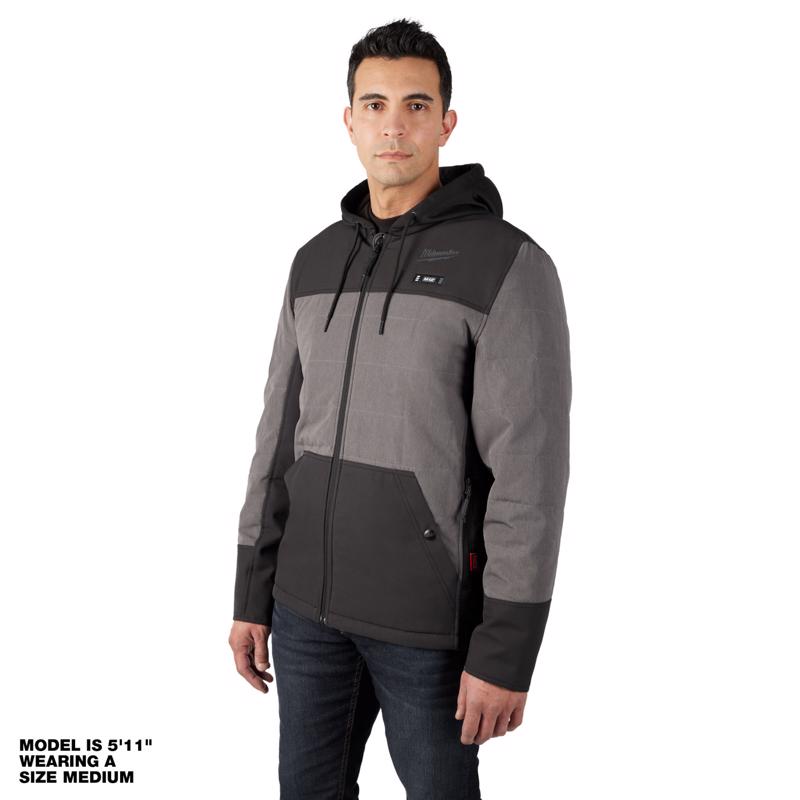 Milwaukee M12 L Long Sleeve Unisex Hooded Heated Jacket Kit Gray