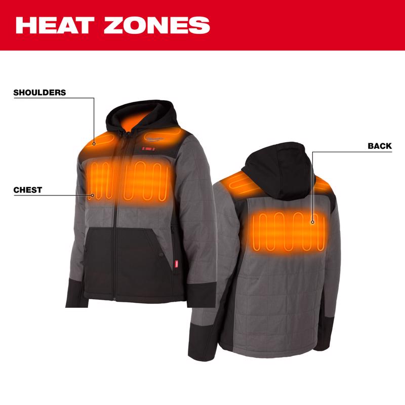 Milwaukee M12 L Long Sleeve Unisex Hooded Heated Jacket Kit Gray