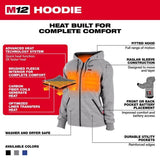 Milwaukee M12 S Long Sleeve Women's Heated Hoodie Kit Black