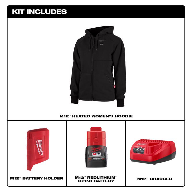 Milwaukee M12 L Long Sleeve Women's Heated Hoodie Kit Black