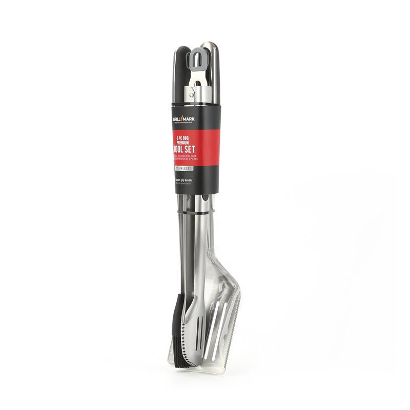 Grill Mark Stainless Steel Black/Silver Grill Tool Set 3 pc