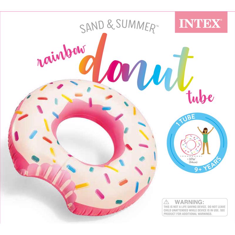 Intex Multicolored Vinyl Inflatable Rainbow Donut Pool Float Tube