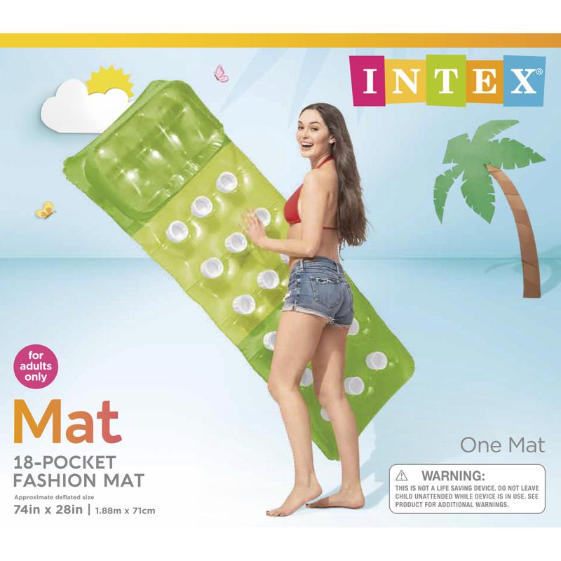 Intex Assorted Vinyl Inflatable 18 Pocket Fashion Floating Pool Mat