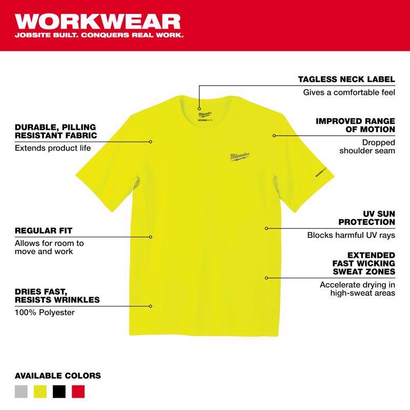 Milwaukee Workskin XXL Short Sleeve Unisex Crew Neck Yellow Shirt