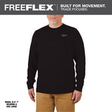 Milwaukee Freeflex XXL Long Sleeve Men's Crew Neck Black Hybrid Work Tee Shirt