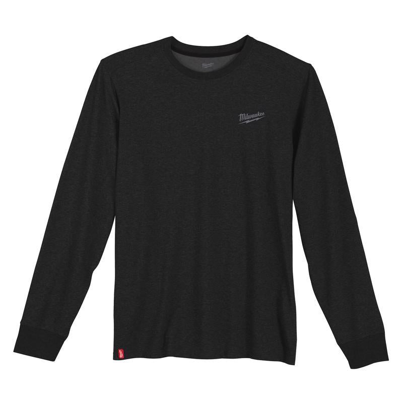 Milwaukee Freeflex XXL Long Sleeve Men's Crew Neck Black Hybrid Work Tee Shirt