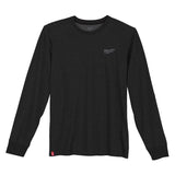 Milwaukee L Long Sleeve Men's Crew Neck Black Hybrid Work Tee Shirt