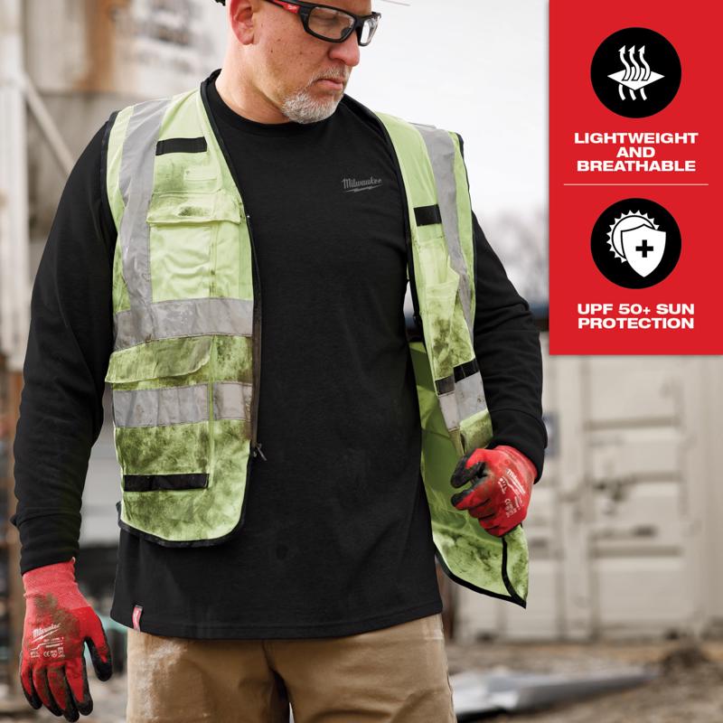 Milwaukee M Long Sleeve Men's Crew Neck Black Hybrid Work Tee Shirt