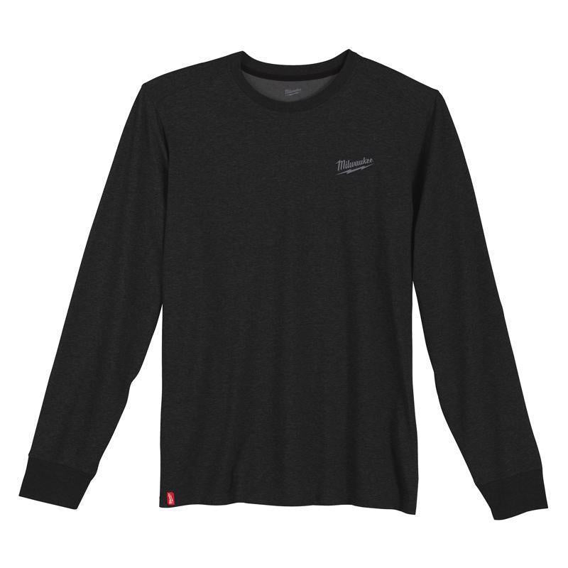 Milwaukee XL Long Sleeve Men's Crew Neck Black Hybrid Work Tee Shirt