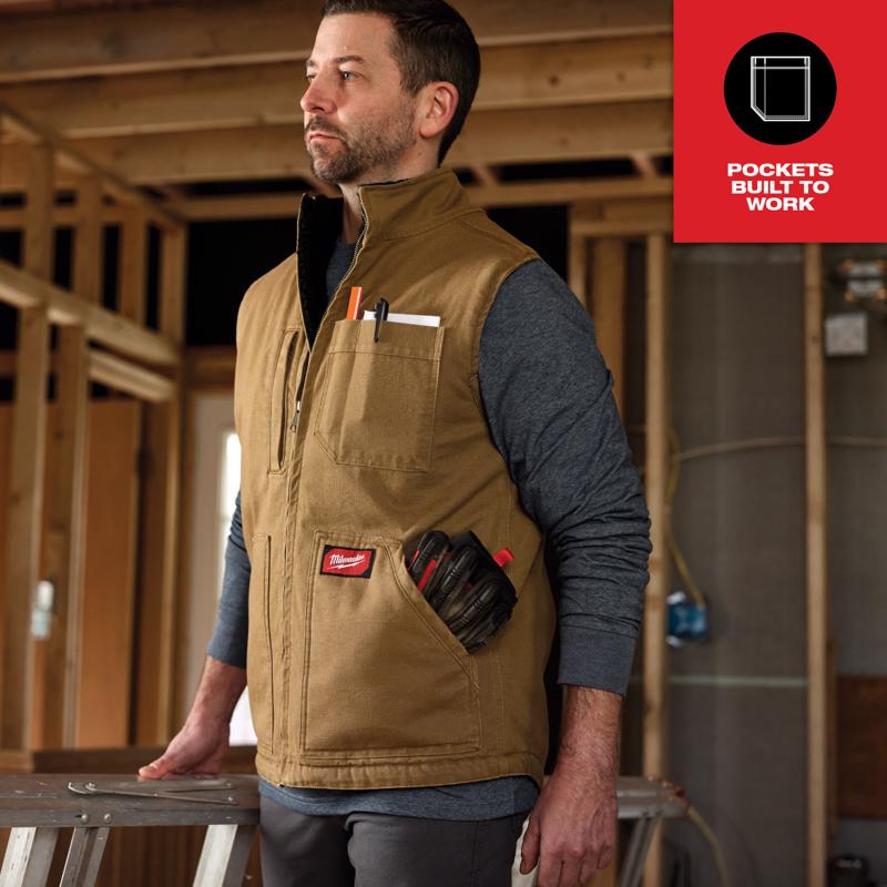 Milwaukee XXL Sleeveless Men's Mock Neck Work Vest Black