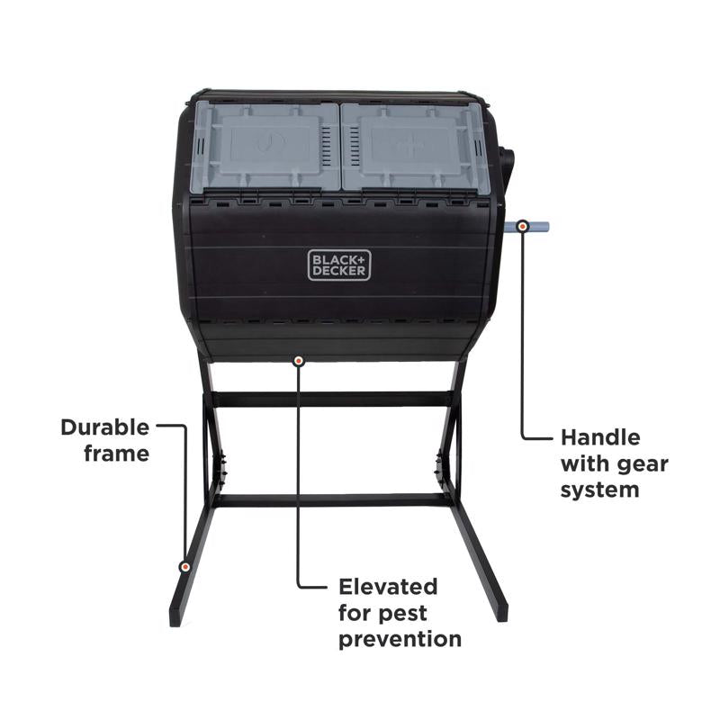 Black+Decker 40 gal Black Plastic/Steel Tumbling Composter Lid Included