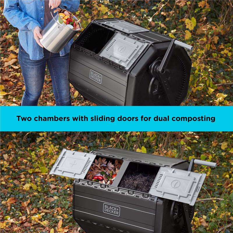 Black+Decker 40 gal Black Plastic/Steel Tumbling Composter Lid Included