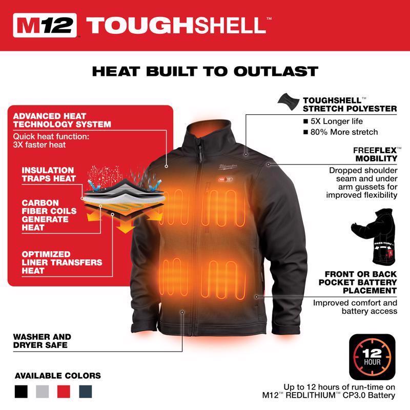 Milwaukee M12 Toughshell XXL Long Sleeve Men's Full-Zip Heated Jacket with Charger/Power Source Only