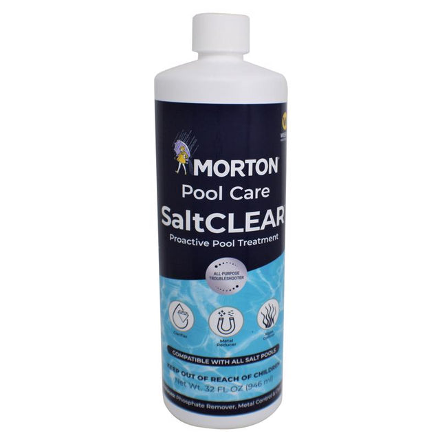 Morton SaltCLEAR | Pool Clarifier & Water Enhancer | Supports Cleaner, Clearer Water | Compatible with All Pool Systems - In-ground and Above Ground Pools | Weekly Maintenance | 32oz