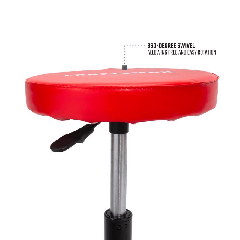 Craftsman Matte Red Vinyl Swivel Adjustable Shop Stool