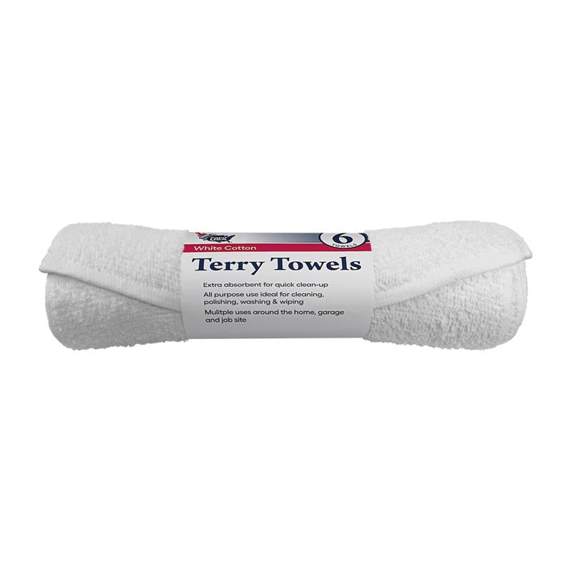 TERRY TOWEL WHT 6PK