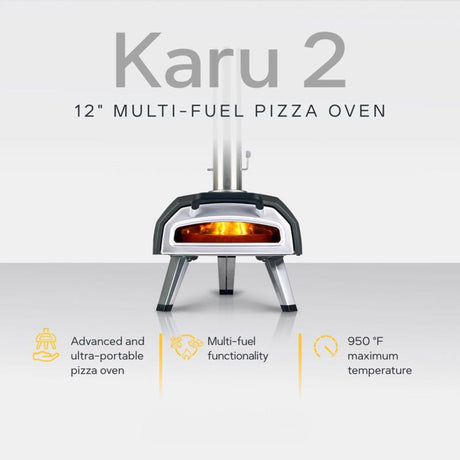 Ooni Karu Charcoal/Wood Chunk Outdoor Pizza Oven Black/Silver