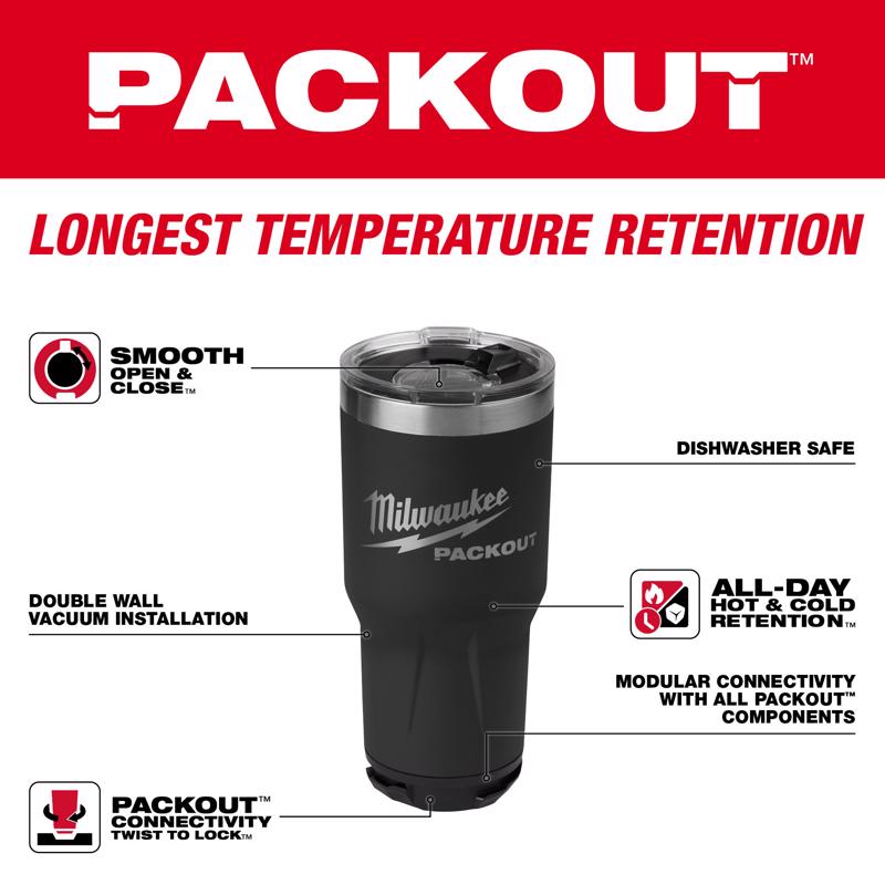 Milwaukee Packout 30 oz Black Double Wall Tumbler