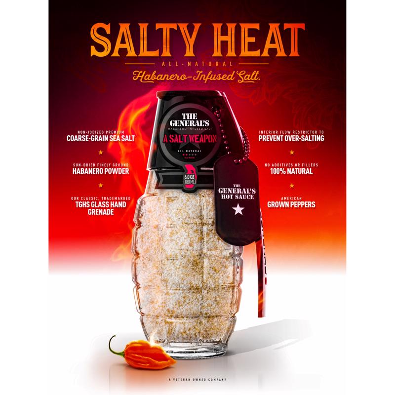 The General's Hot Sauce A Salt Weapon Habanero Peppers Seasoning Salt 6 oz