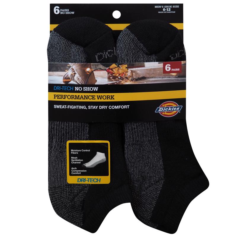 NO SHW SOCK BLK 6-12 6PR