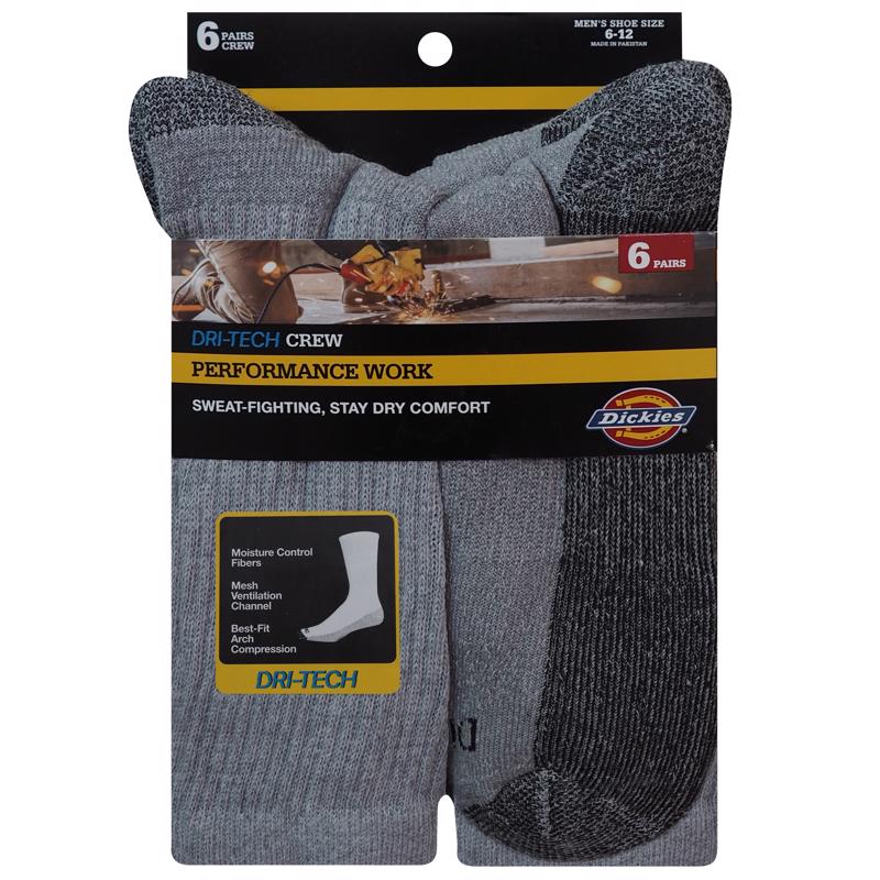 Dickies Dri-Tech Men's 6-12 Crew Socks Gray