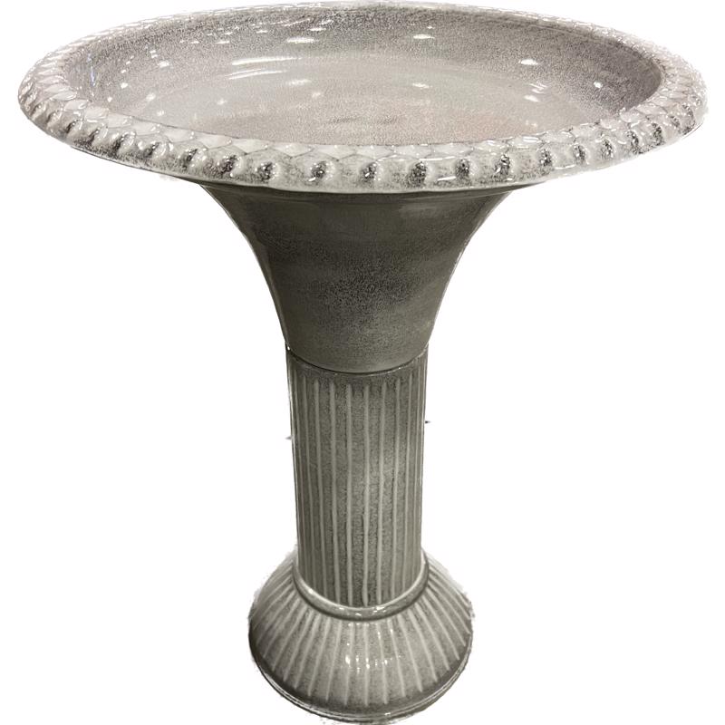 NS BIRD BATH MTL GRY 18"