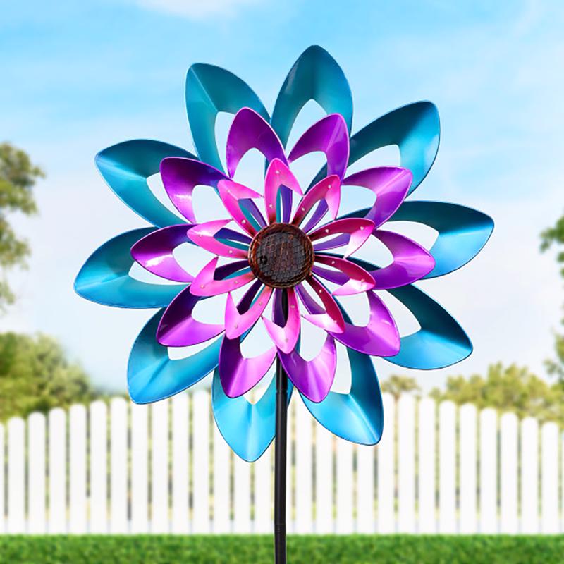 Exhart Multicolored Metal 26 in. H Pinwheel Garden Stake Spinner