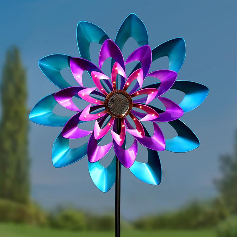 Exhart Multicolored Metal 26 in. H Pinwheel Garden Stake Spinner