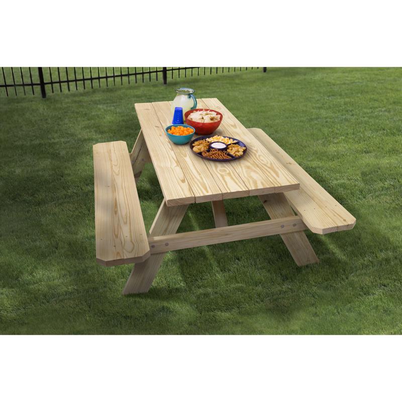 Outdoor Essentials Wood Brown 72 in. Rectangle Picnic Table