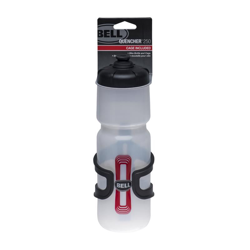 Bell Sports Quencher Plastic Water Bottle and Cage 26 oz Clear Black