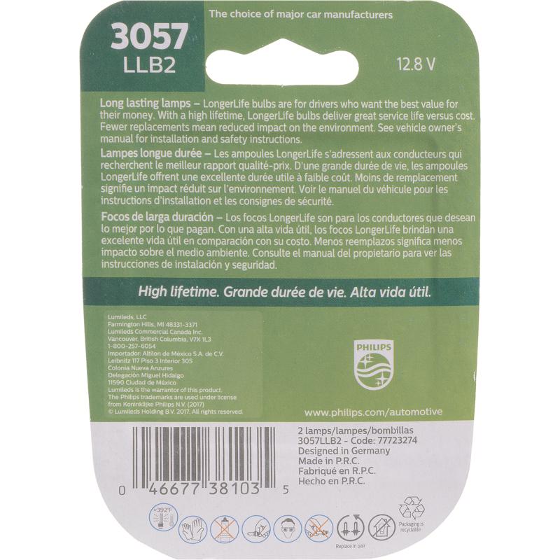 Philips LongerLife Incandescent Back-Up/Stop/Trunk Miniature Automotive Bulb 3057LLB2