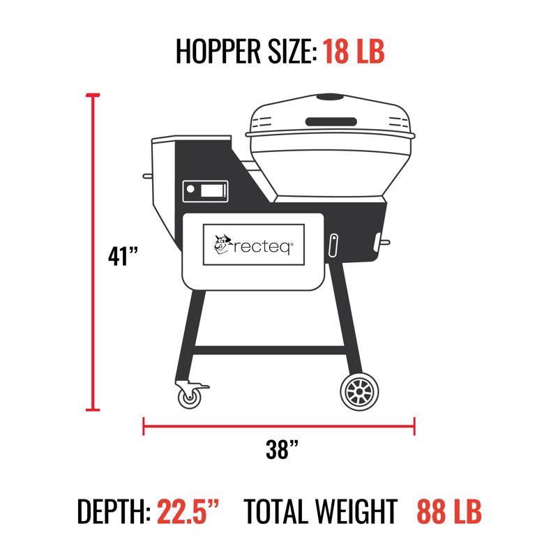 Recteq B380X Bullseye Deluxe Wood Pellet WiFi Grill and Smoker Black/Silver