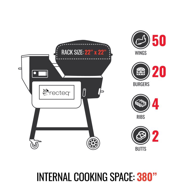 Recteq B380X Bullseye Deluxe Wood Pellet WiFi Grill and Smoker Black/Silver