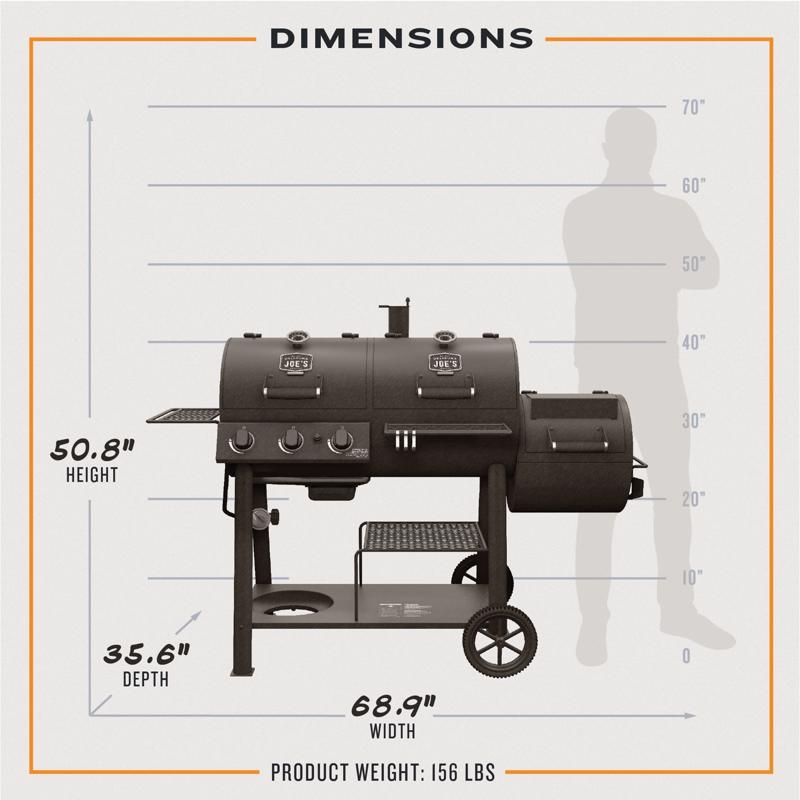 Oklahoma Joe's Canyon 3 Burner Charcoal/Liquid Propane Grill and Smoker Black