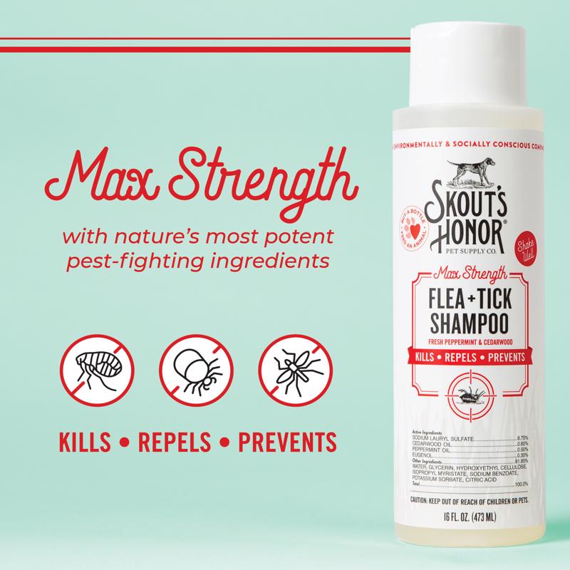 Skout's Honor White Cedarwood/Peppermint  Dog Flea and Tick Shampoo 16 oz 1 pk