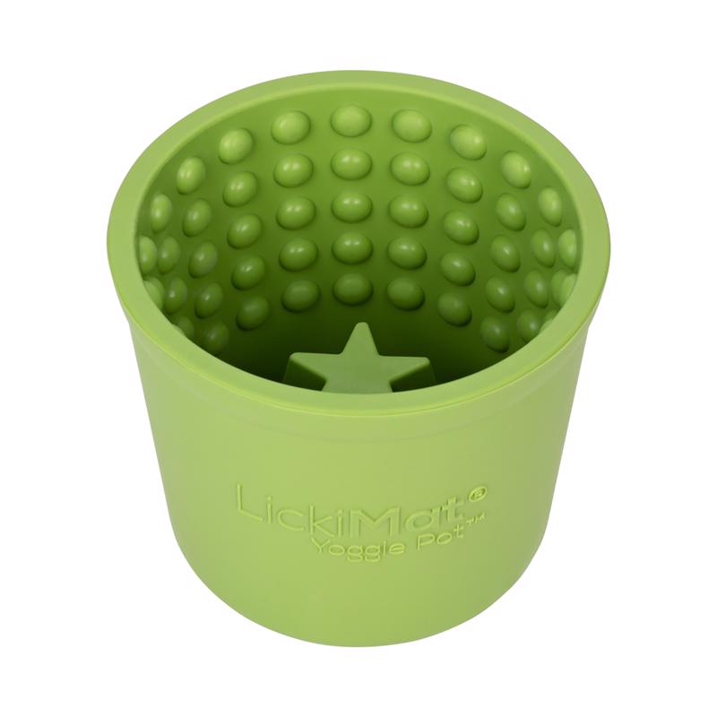 LickiMat Yoggie Pot Green Rubber Slow Feeder For Dogs