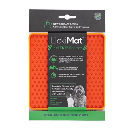 LickiMat Mini Tuff Soother Orange Plastic Slow Feeder For Dogs