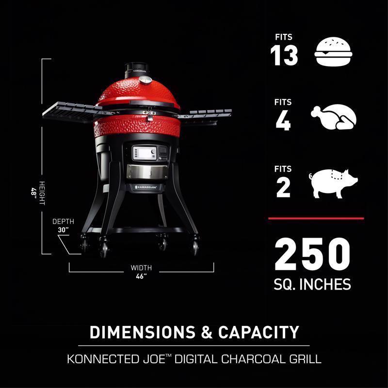 Kamado Joe 18 in. Konnected Charcoal Grill and Smoker Black/Red