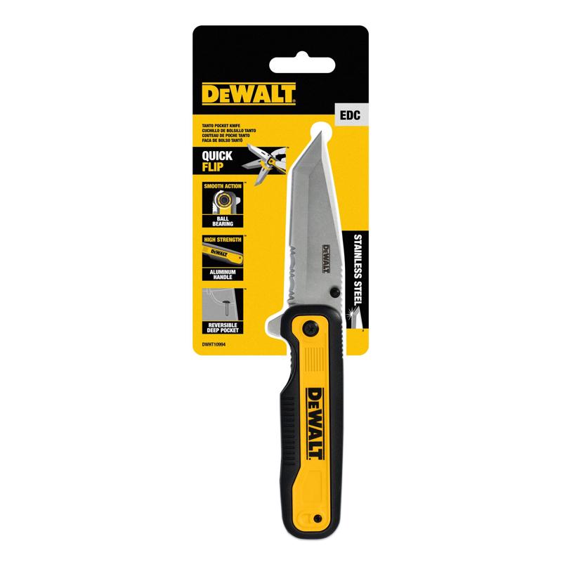 DEWALT Tanto  Black/Yellow 7Cr Stainless Steel 7.8 in. Pocket Knife