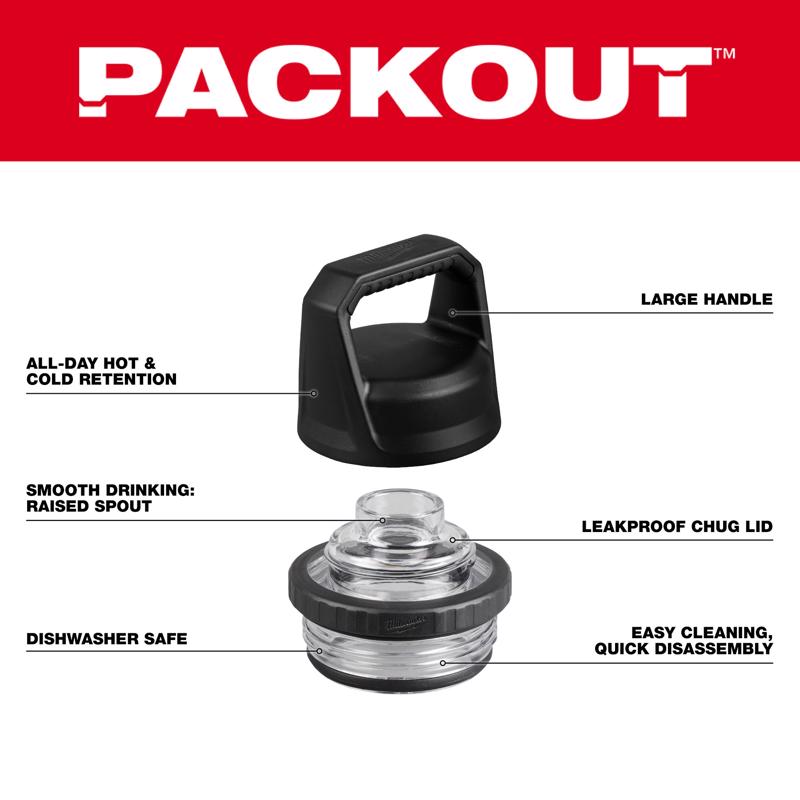 Milwaukee Packout 1 each Black Bottle Chug Cap