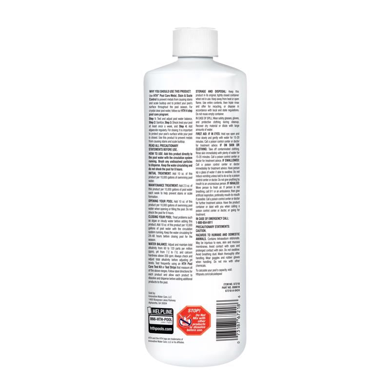 HTH Pool Care Liquid Metal & Stain Control 1 qt