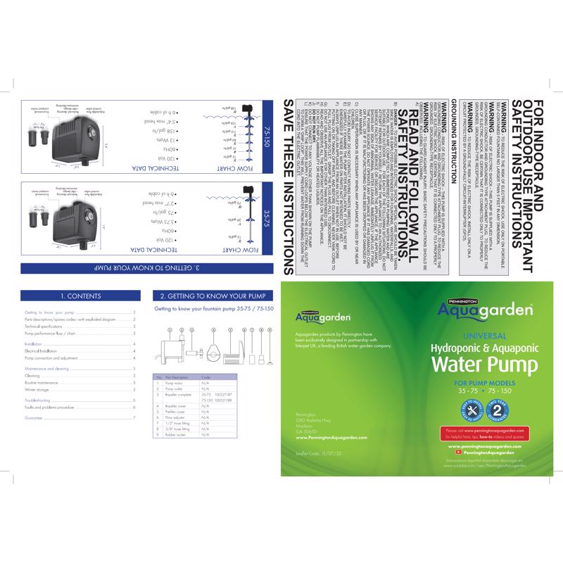 Pennington Aquagarden 158 gph 120 V Submersible Pump