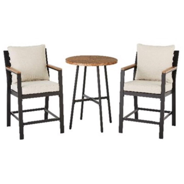 DINING SET STEL BLK 3PC