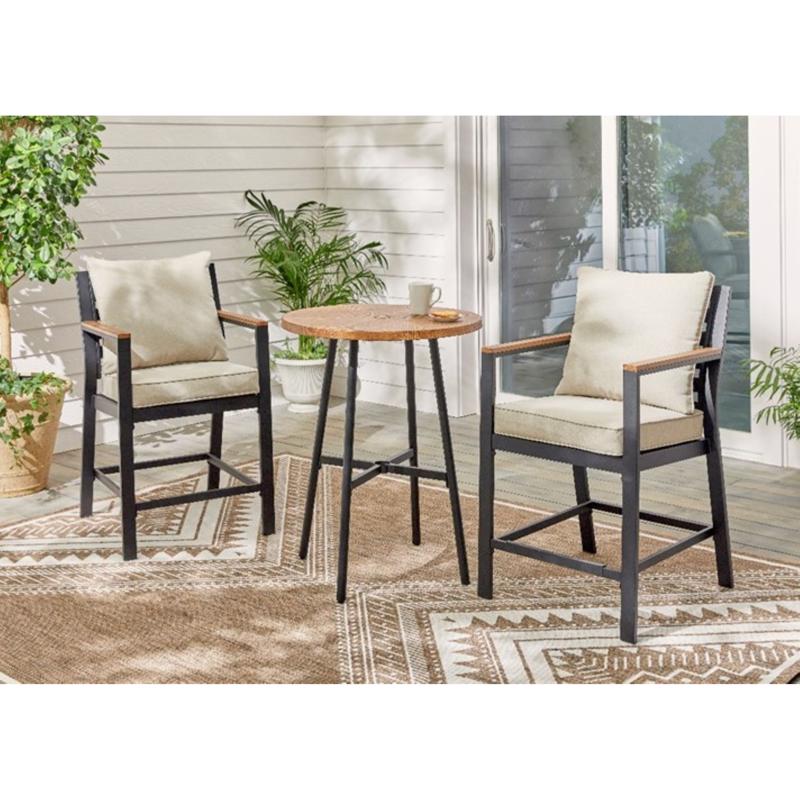 Living Accents Nightingale 3 pc Black Steel Dining Set Gray