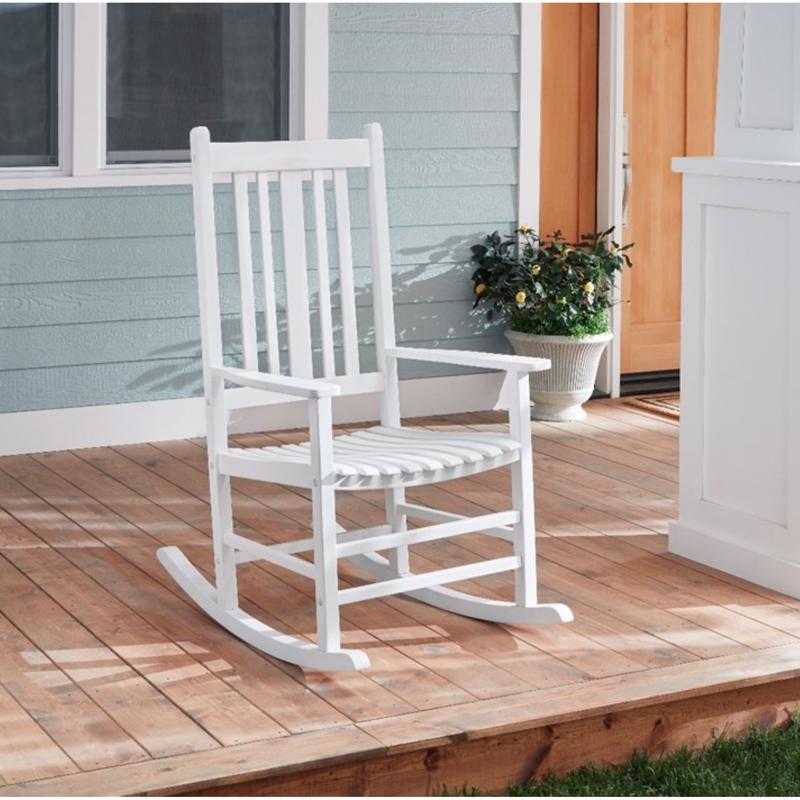 Living Accents White Wood Frame Casual Rocking Chair